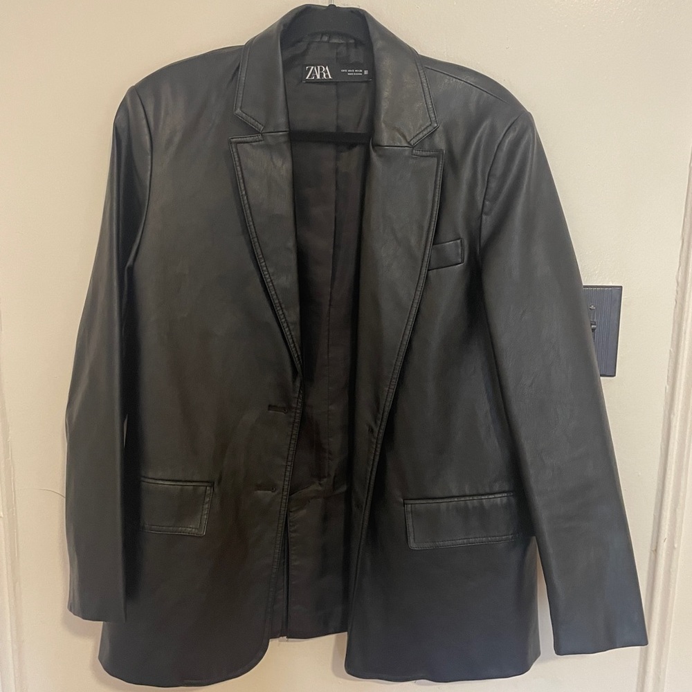 Faux-Leather Blazer